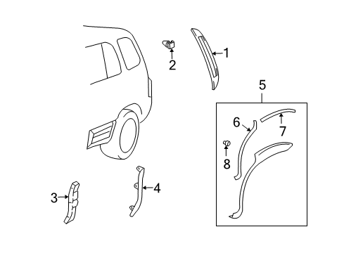 2001 Chevrolet Tracker Exterior Trim - Quarter Panel Clip, Rocker Cover (On Esn) Diagram for 91176726
