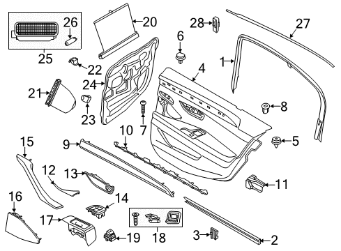 2014 BMW 528i xDrive Front Door Trim, Power Window, Left Diagram for 51417225889