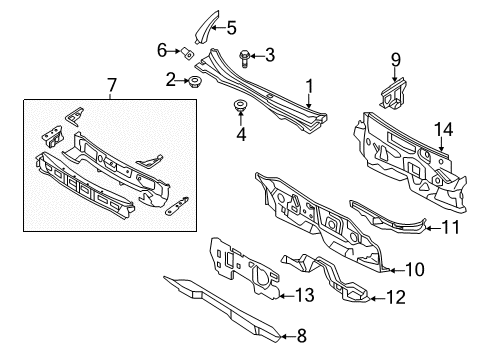 2011 Lincoln MKZ Cowl Insulator Diagram for 9E5Z-54017A40-A