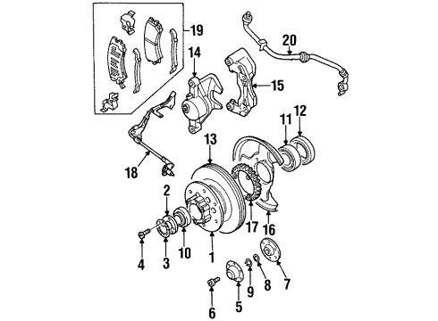 1999 Isuzu Rodeo Front Brakes Gasket, FR. Wheel Hub Cap Diagram for 8-97240-275-0