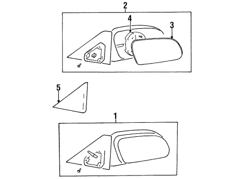 1997 Hyundai Accent Outside Mirrors Mirror & Holder-Outside Rear, RH Diagram for 87608-22201
