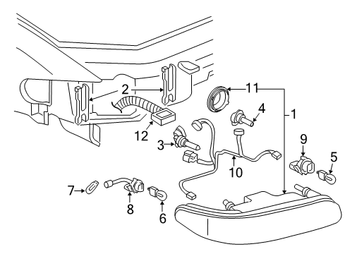 2002 Buick Regal Bulbs Harness Asm, Headlamp Wiring Diagram for 12455566