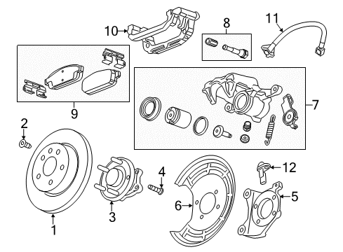 2016 Chevrolet Sonic Brake Components Spacer Plate Diagram for 42453984