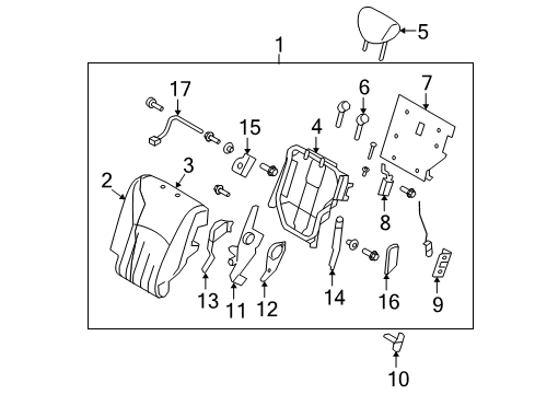 2013 Infiniti EX37 Rear Seat Components Trim Assy-2nd Seat Back, LH Diagram for 88670-1BA4A