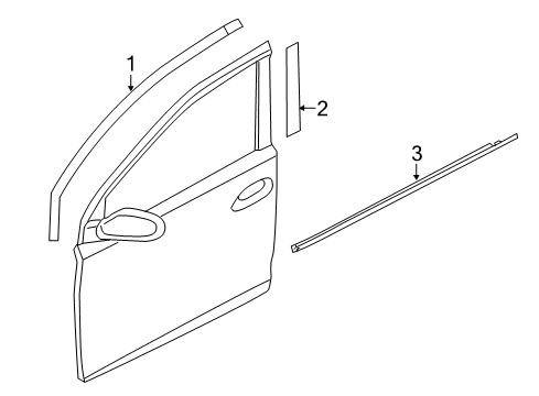 2022 Kia Rio Exterior Trim - Front Door W/STRIP Assembly-Fr Dr B Diagram for 82210H9000