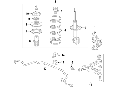 2015 Honda Odyssey Front Suspension Components, Lower Control Arm, Stabilizer Bar Bush Diagram for 51306-TK8-A01