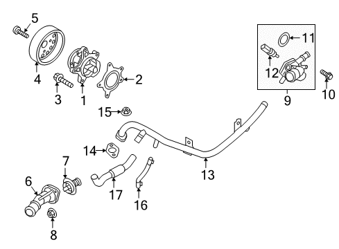 2017 Hyundai Tucson Powertrain Control Fitting-Coolant Inlet Diagram for 25631-2B056