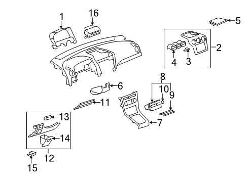 2008 Saturn Vue Cluster & Switches, Instrument Panel Cover, Steering Column Lower Trim Diagram for 96844594