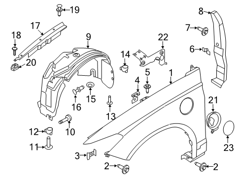 2014 Ford Fusion Fender & Components Fender Liner Diagram for DS7Z-16102-A