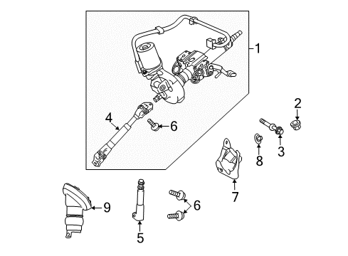 2015 Toyota Prius Steering Column & Wheel, Steering Gear & Linkage Steering Column Diagram for 45200-47140