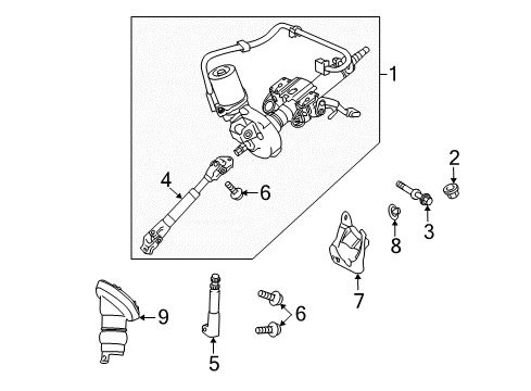 2015 Toyota Prius Steering Column & Wheel, Steering Gear & Linkage Upper Cover Diagram for 45259-47030