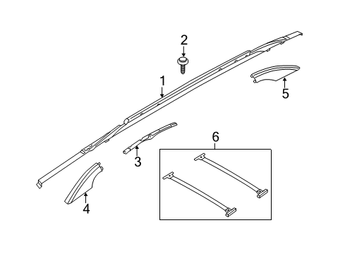 2012 Lincoln MKX Luggage Carrier Side Rail Retainer Diagram for 7T4Z-7850002-A