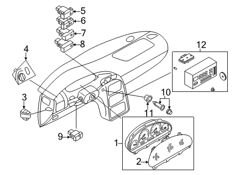 2001 Nissan Quest Switches Instrument Cluster Diagram for 24810-2Z302