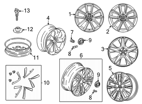 2021 Honda Accord Wheels Cap Assembly Diagram for 08W18-T6Z-10004