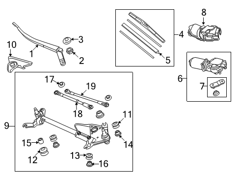 2011 Acura ZDX Wiper & Washer Components Arm Windshield (Lh-Dr) Diagram for 76600-SZN-A01