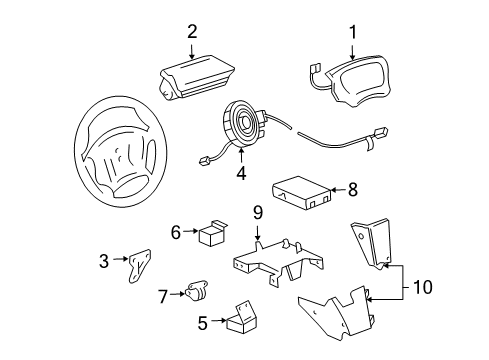2005 Chevrolet Cavalier Air Bag Components Coil Kit, Inflator Restraint Steering Wheel Module Diagram for 88963619
