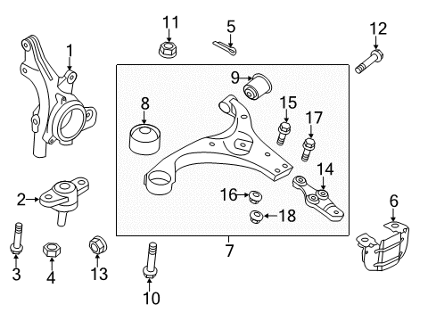 2012 Kia Forte Front Suspension Components, Lower Control Arm, Stabilizer Bar Pin Diagram for 14300-03257-B