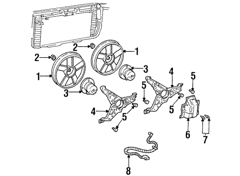 1997 Chevrolet Lumina Cooling System, Radiator, Water Pump, Cooling Fan Bracket Kit, Engine Electric Coolant Fan Diagram for 12362575