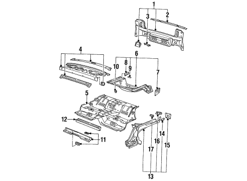1995 Saturn SC1 Rear Body Panel Asm, Rear Compartment Front Diagram for 21123140