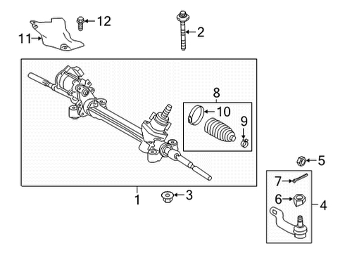 2022 Toyota Venza Steering Gear & Linkage Short Rack Diagram for 44250-48150