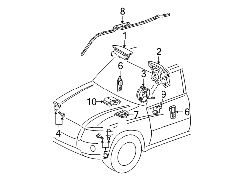 2003 Toyota Highlander Air Bag Components Front Sensor Diagram for 89173-49265