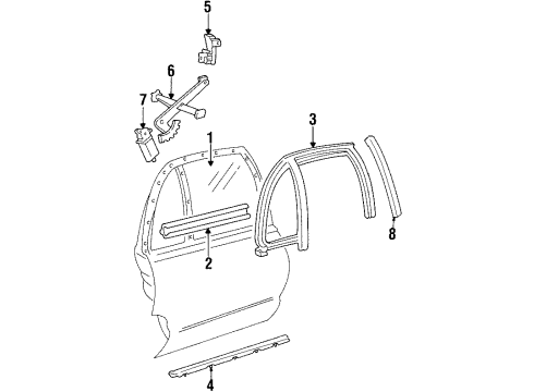 1993 Pontiac Bonneville Rear Door - Glass & Hardware Sealing Strip Asm-Rear Side Door Window Outer Diagram for 25642371