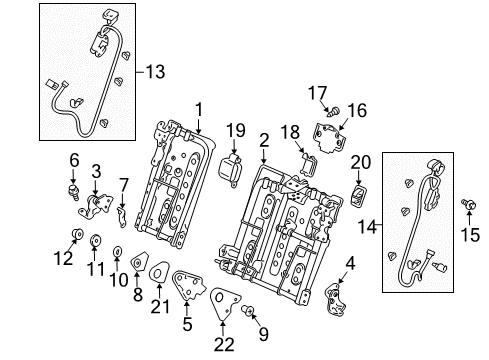 2013 Honda Crosstour Rear Seat Components Bracket B, Center Pivot Diagram for 82294-TP6-A01