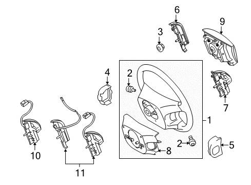 2012 Toyota Highlander Steering Wheel & Trim Switch Assembly Diagram for 84250-0E180