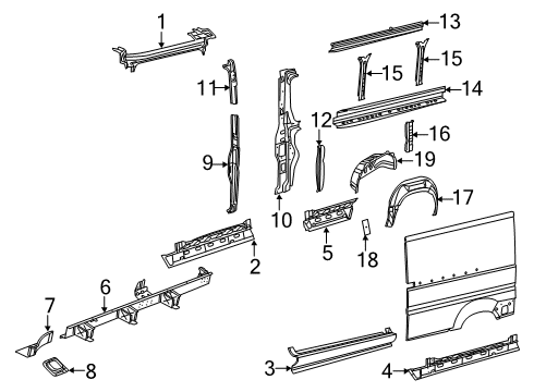 2021 Ram ProMaster 3500 Inner Structure - Side Panel Rail-Frame Side Diagram for 68184208AB