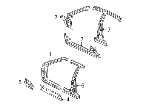 2001 Kia Optima Center Pillar, Hinge Pillar, Rocker Panel Assembly-Side SILL Diagram for 651803C000