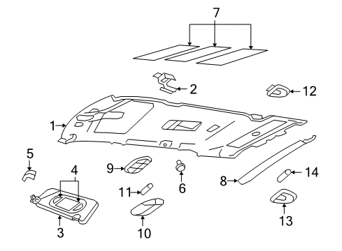 2008 Ford Explorer Interior Trim - Roof Sunvisor Diagram for 7L2Z-7804105-DA