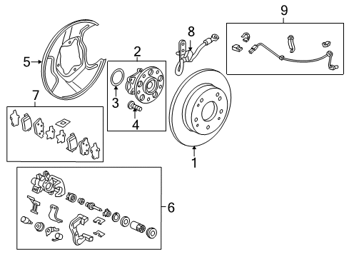 2009 Honda Civic Rear Brakes Hose Set, Right Rear Brake (Disk) Diagram for 01466-SNA-J02