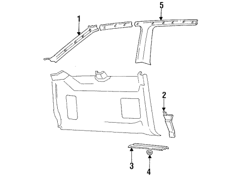 1997 Mercury Villager Interior Trim - Pillars, Rocker & Floor Windshield Pillar Trim Diagram for F6XZ1203599AAB