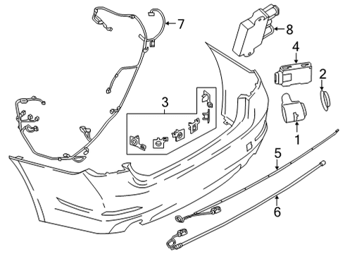 2021 BMW M8 Gran Coupe Bumper & Components - Rear Sensor Smart Opener Diagram for 61357848839