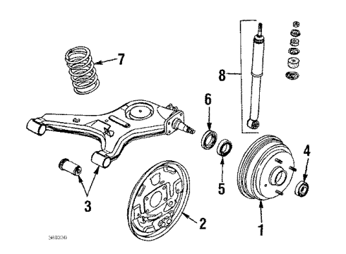 1985 Nissan Sentra Rear Brakes Spring Rear Suspension Diagram for 55020-03A02