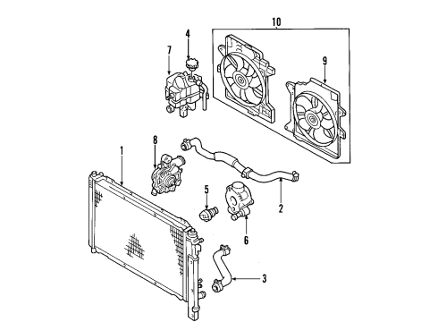 2008 Ford Escape Cooling System, Radiator, Water Pump, Cooling Fan Fan Assembly Diagram for 8L8Z-8C607-A