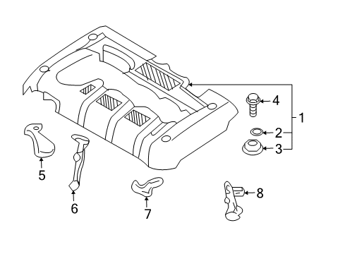 2005 Hyundai Tiburon Engine Appearance Cover Insulator Diagram for 2817723600