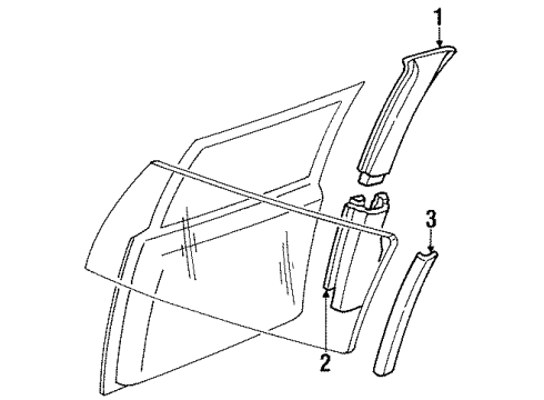 1989 Cadillac DeVille Interior Trim - Pillars, Rocker & Floor Windshield Trim Diagram for 20452956