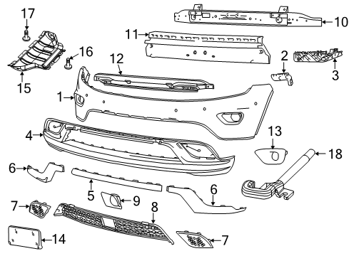 2016 Jeep Grand Cherokee Front Bumper APPLIQUE-FASCIA Diagram for 68170062AB