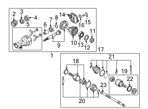 2017 Infiniti Q70L Axle & Differential - Rear Joint Assembly Inner Diagram for 39711-1MA0A