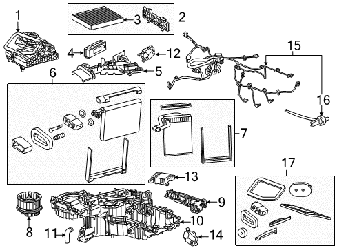 2017 GMC Yukon XL A/C Evaporator & Heater Components Module Diagram for 84097840