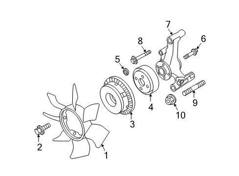 2010 Nissan Titan Cooling System, Radiator, Water Pump, Cooling Fan Bracket-Fan PULLY Diagram for 21046-7S000