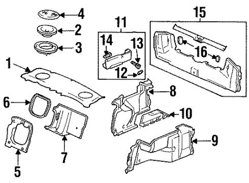 1993 Honda Prelude Interior Trim - Rear Body Lock, Jack Cover Diagram for 66856-SF1-000