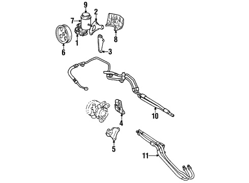1997 Toyota Paseo P/S Pump & Hoses, Steering Gear & Linkage Power Steering Pump Mount Bracket Diagram for 44443-16020