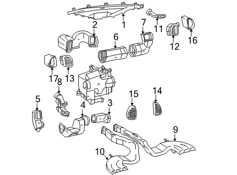 2005 Toyota Sequoia Ducts Inner Housing Diagram for 55685-0C011