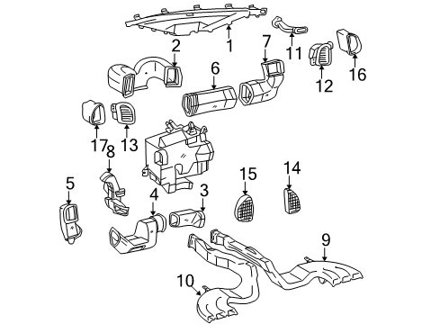 2003 Toyota Sequoia Ducts Retainer, Register Blade Diagram for 55685-0C020