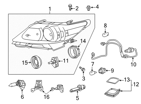 2015 Lexus ES300h Bulbs Headlamp Unit With Gas, Right Diagram for 81145-33B50