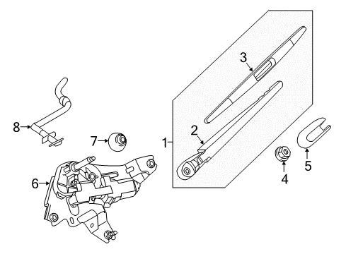 2020 Nissan Murano Wipers Nozzle-Rear Window WIPER Diagram for 28972-5AA0A