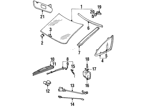 1993 Pontiac Trans Sport Windshield Glass Motor, Windshield Wiper Diagram for 12463019