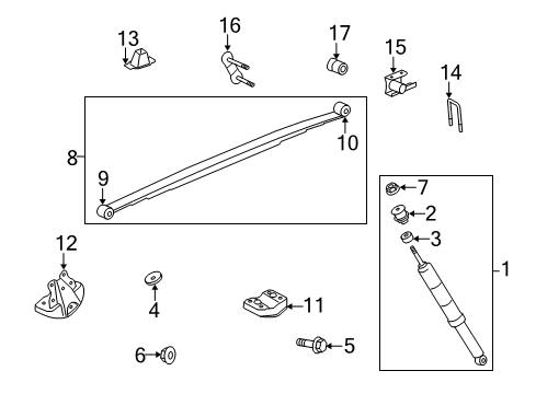 2007 Toyota Tundra Rear Suspension Leaf Spring Assembly Diagram for 48210-0C170